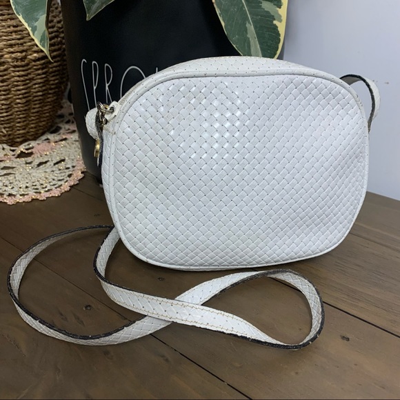 Salvatore Ferragamo Handbags - Vintage Salvatore Ferragamo Bag Small Crossbody White Woven Quilted m212575 Rare